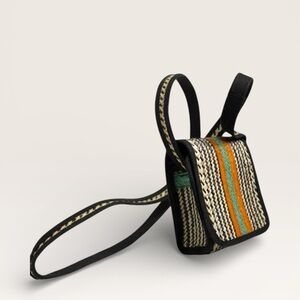 Source Unknown Black and Multicolor Woven Crossbody Bag